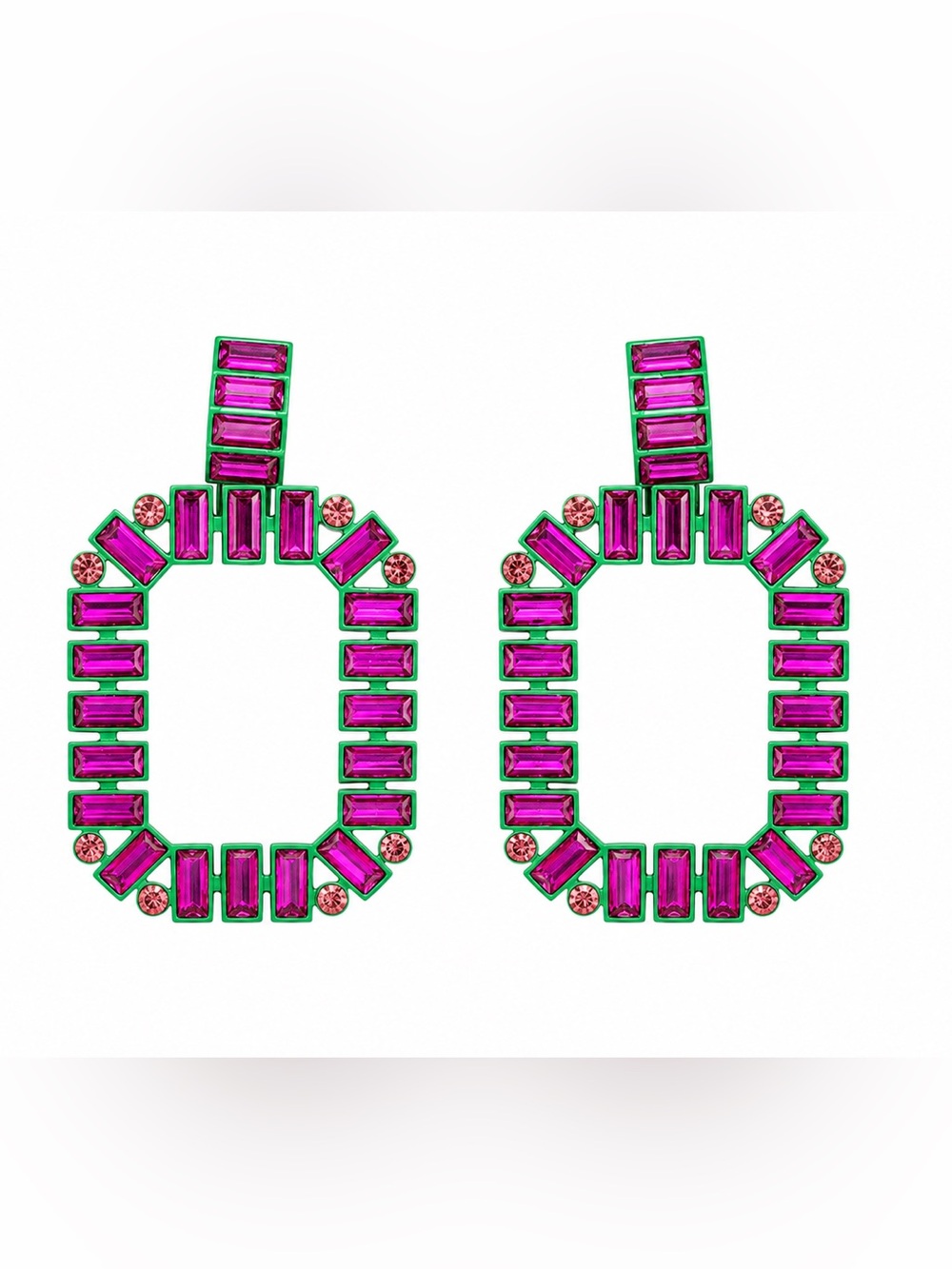 Zara Fuchsia Crystal Geometric Hoop Earrings